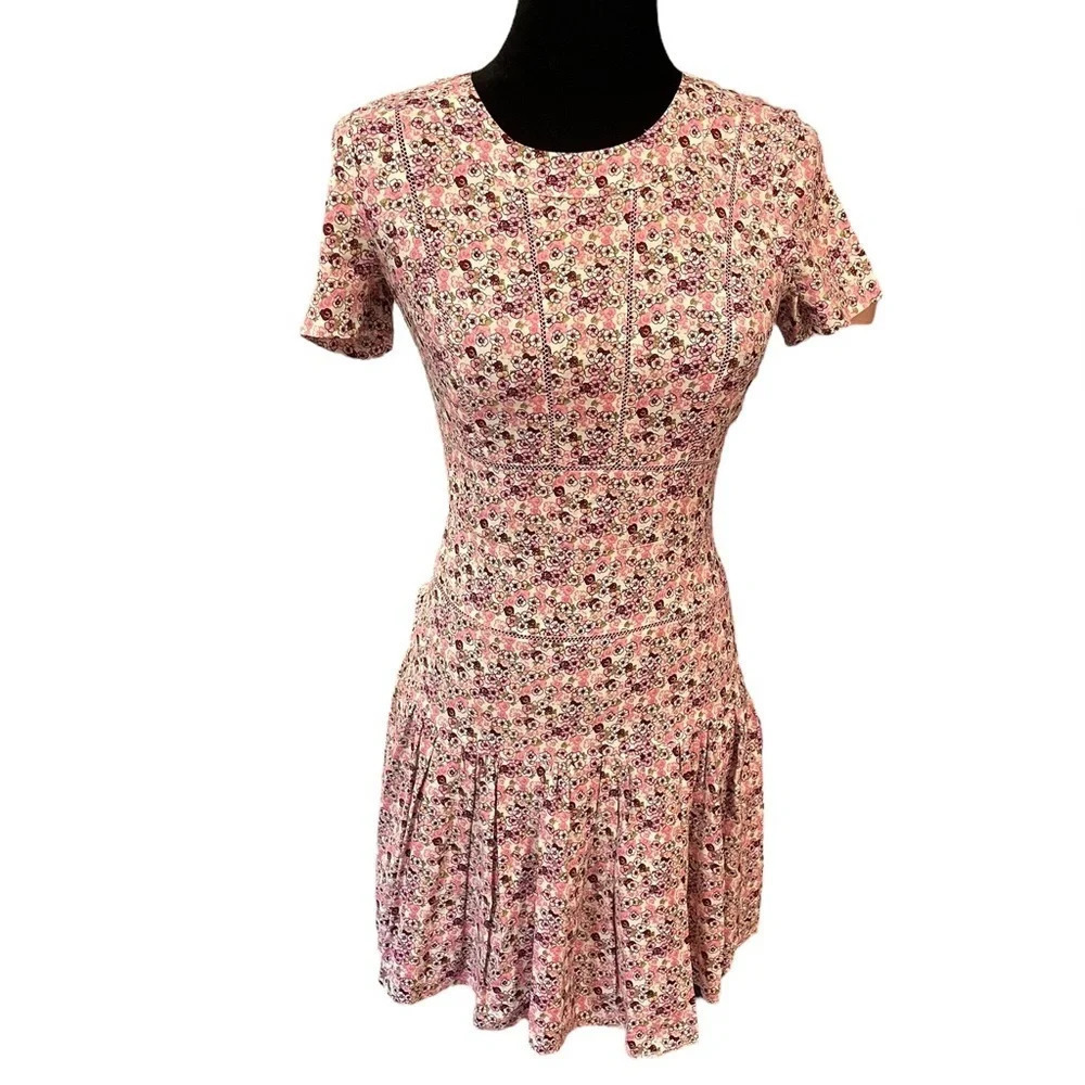 Juicy Couture Linen Blend Pink Floral Mini Dress size 0